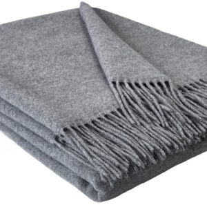 Wolldecke & Wollplaid, 90 % Merinowolle,10% Kaschmir "Faro U" grau
