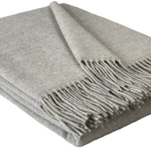Wolldecke & Wollplaid, 90 % Merinowolle,10% Kaschmir "Faro U" beige-grau