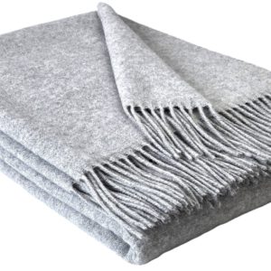 Wolldecke & Wollplaid, 90 % Merinowolle,10% Kaschmir "Faro U" hellgrau