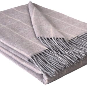 Wolldecke & Wollplaid, 90 % Merinowolle,10% Kaschmir "Faro J" hellgrau-rosa