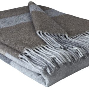 Wolldecke & Wollplaid, 90 % Merinowolle,10% Kaschmir "Faro F" grau-braun-hellbraun