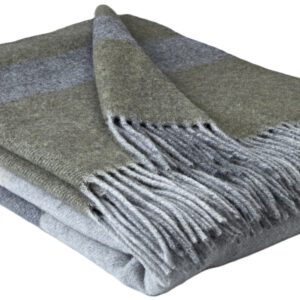 Wolldecke & Wollplaid, 90 % Merinowolle,10% Kaschmir "Faro F" grau-olive-beige