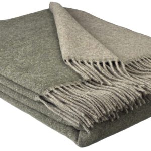 Wolldecke & Wollplaid, 90 % Merinowolle,10% Kaschmir "Faro DF" hellbraun-olive