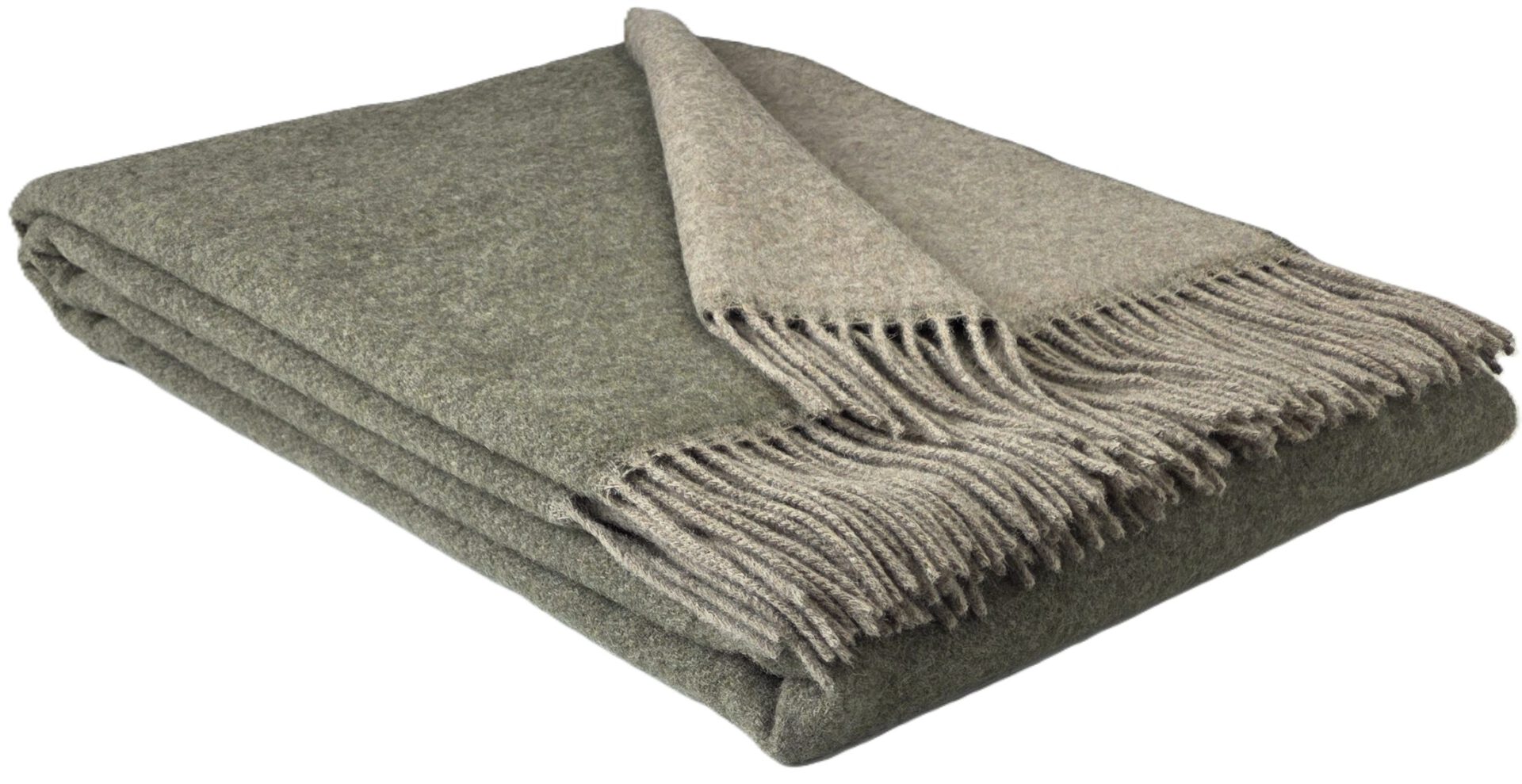 Wolldecke & Wollplaid, 90 % Merinowolle,10% Kaschmir "Faro DF" hellbraun-olive