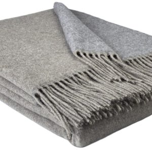 Wolldecke & Wollplaid, 90 % Merinowolle,10% Kaschmir "Faro DF" hellbraun-hellgrau