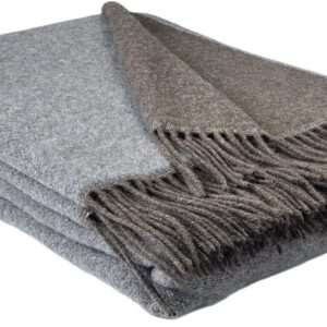 Wolldecke & Wollplaid, 90 % Merinowolle,10% Kaschmir "Faro DF" braun-hellgrau