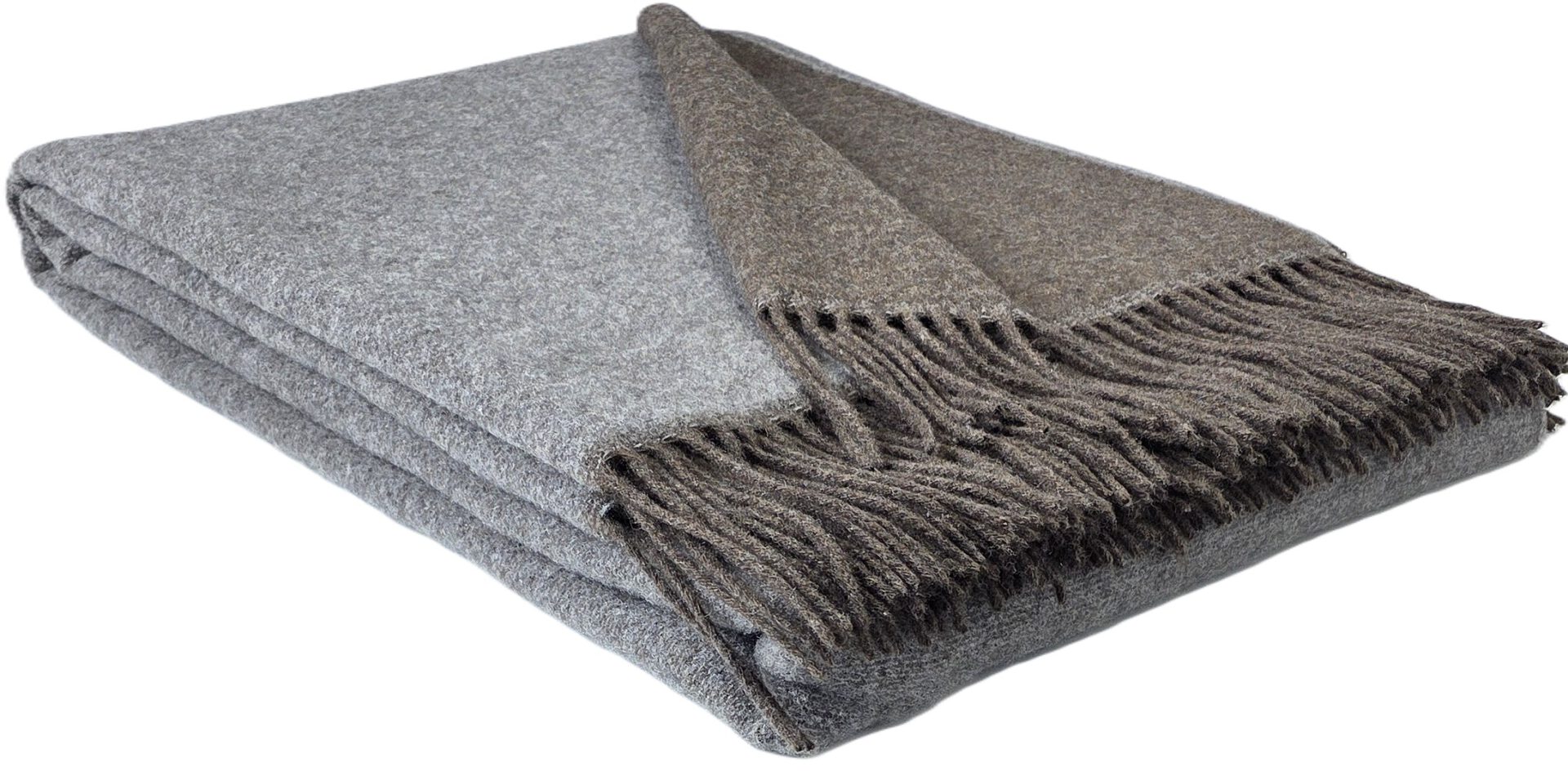 Wolldecke & Wollplaid, 90 % Merinowolle,10% Kaschmir "Faro DF" braun-hellgrau