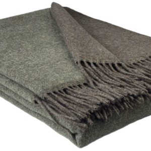 Wolldecke & Wollplaid, 90 % Merinowolle,10% Kaschmir "Faro DF" braun-olive