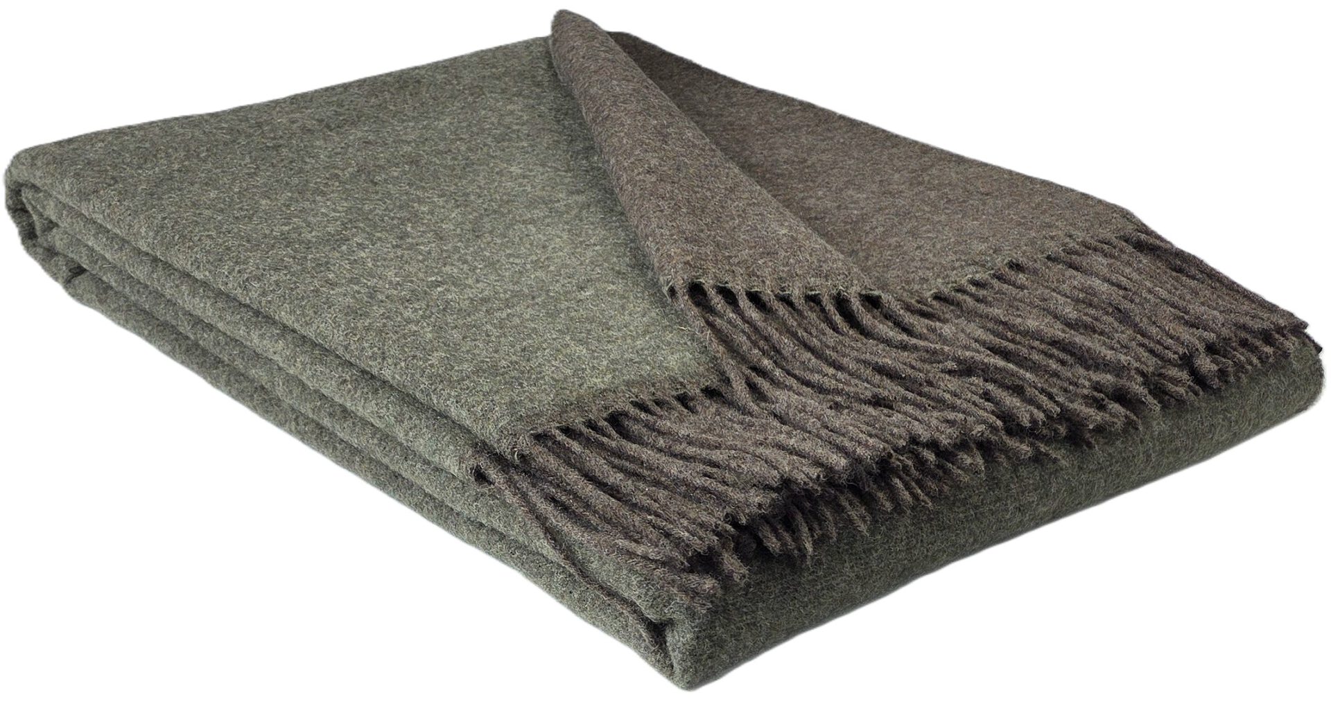 Wolldecke & Wollplaid, 90 % Merinowolle,10% Kaschmir "Faro DF" braun-olive