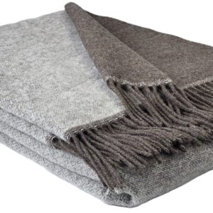 Wolldecke & Wollplaid, 90 % Merinowolle,10% Kaschmir "Faro DF" braun-weiß