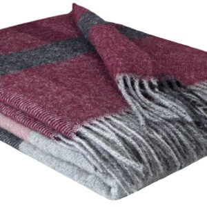 Wollplaid & Wolldecke "Tirol F" dunkelrot-altrosa-grau