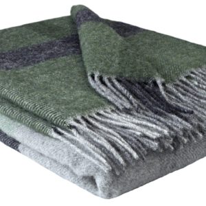 Wollplaid & Wolldecke "Tirol F" olive-hellolive-grau