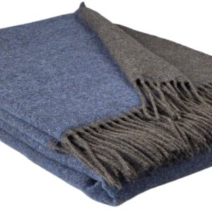 Wolldecke & Wollplaid, 90 % Merinowolle,10% Kaschmir "Faro DF" braun-blau