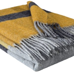 Wollplaid & Wolldecke "Tirol F" senf-gelb-grau
