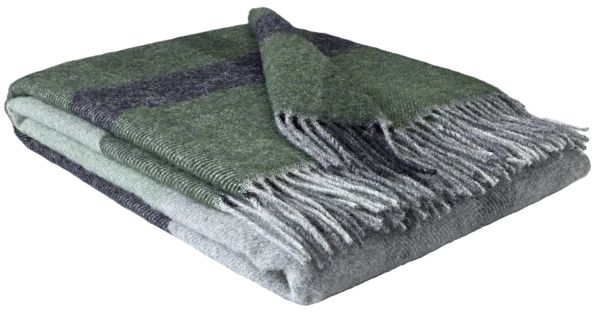 Wollplaid & Wolldecke "Tirol F" olive-hellolive-grau