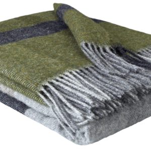 Wollplaid & Wolldecke "Tirol F" olive-beige-grau