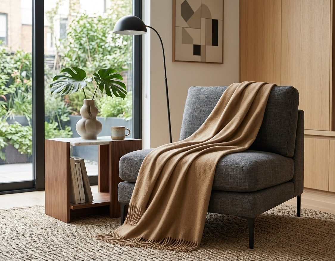 Wollplaid & Wolldecke "Tirol U" beige – Bild 3