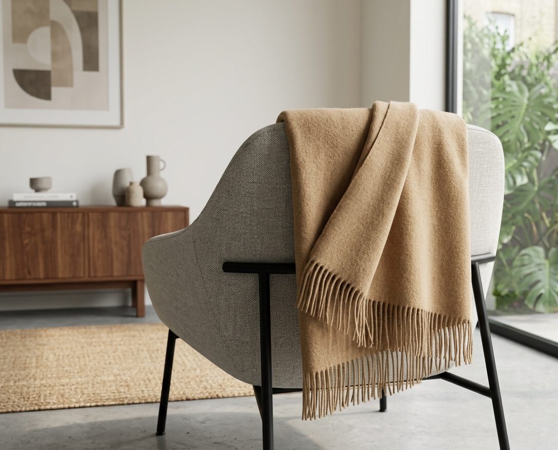 Wollplaid & Wolldecke "Tirol U" beige – Bild 2