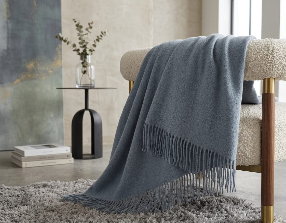 Wollplaid & Wolldecke "Tirol U" hellblau – Bild 2