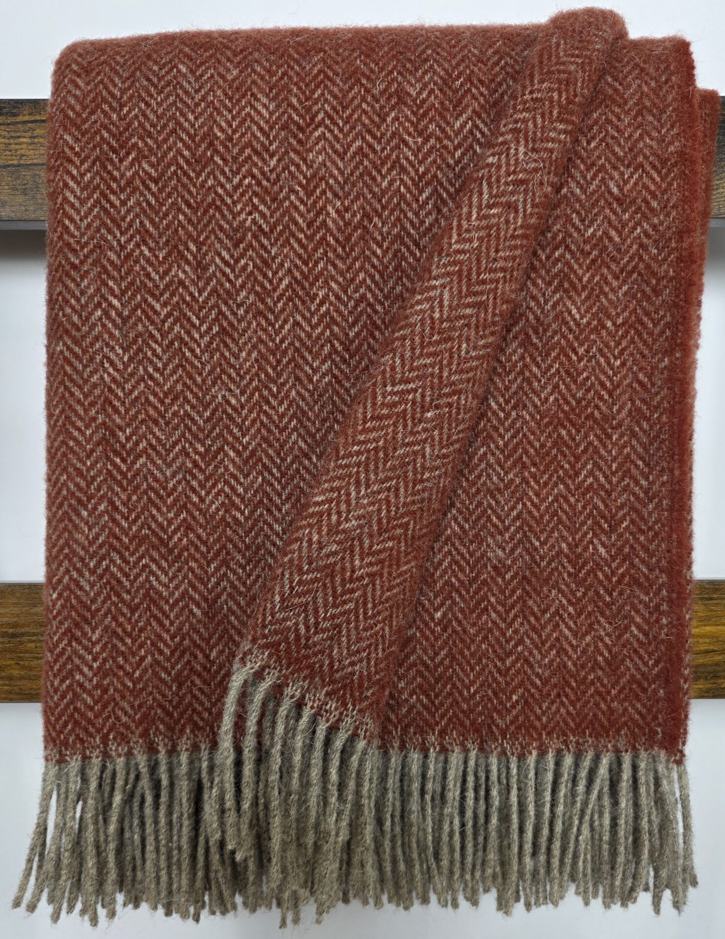 Wollplaid & Wolldecke "Nord A" taupe-ketchup