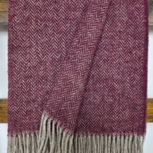 Wollplaid & Wolldecke "Nord A" taupe-dunkelrot