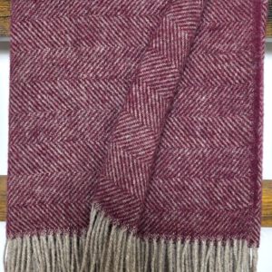 Wollplaid & Wolldecke "Nord C" taupe-dunkelrot