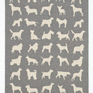 Wollplaid & Wolldecke "Tirol T Hunde" grau-weiß