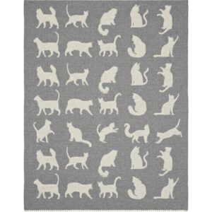 Wollplaid & Wolldecke "Tirol T Katzen" grau-weiß