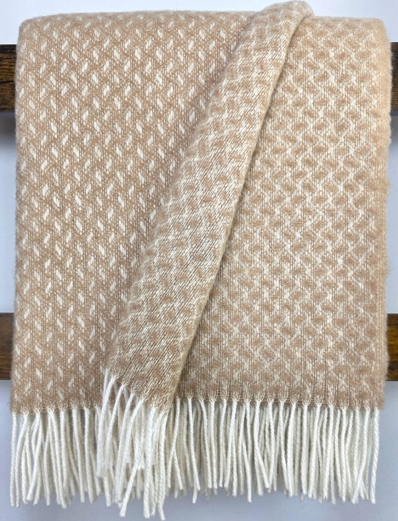 Wollplaid & Wolldecke "Nord L" weiß-beige