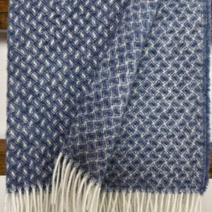 Wollplaid & Wolldecke "Nord L" weiß-blau