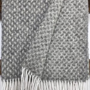 Wollplaid & Wolldecke "Nord L" weiß-grau