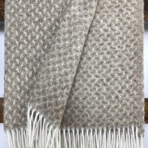 Wollplaid & Wolldecke "Nord L" weiß-taupe