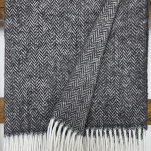 Wollplaid & Wolldecke "Nord A" weiß-anthrazit