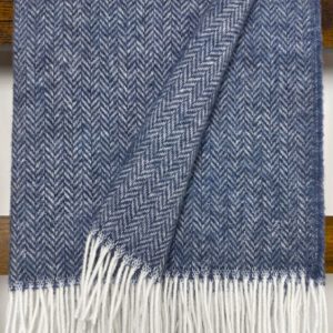 Wollplaid & Wolldecke "Nord A" weiß-blau