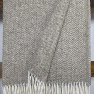 Wollplaid & Wolldecke "Nord A" weiß-taupe