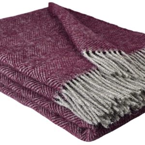 Wollplaid & Wolldecke "Nord C" taupe-dunkelrot