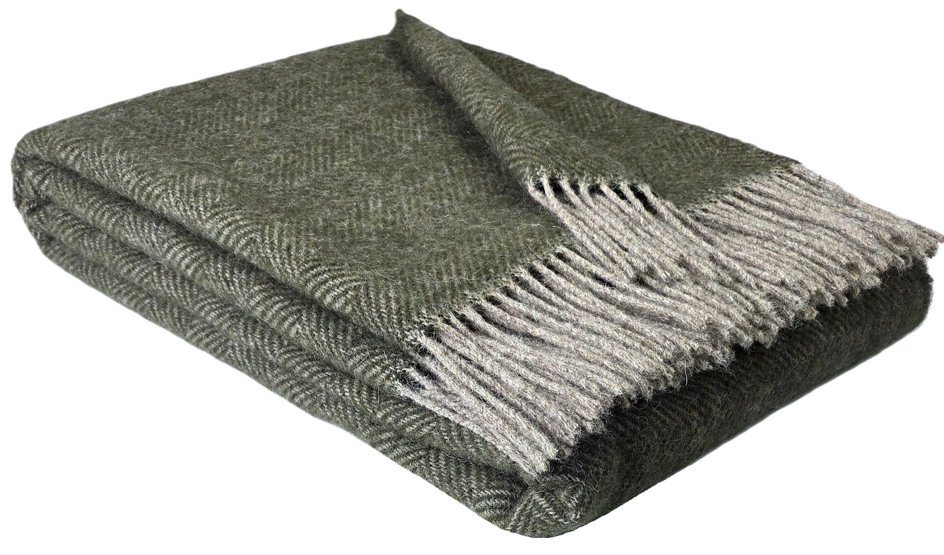 Wollplaid & Wolldecke "Nord C" taupe-olive