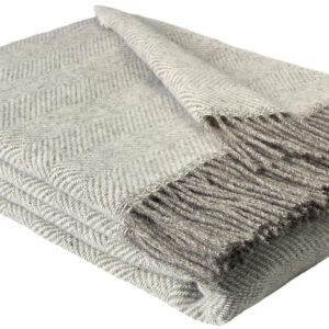Wollplaid & Wolldecke "Nord C" taupe-weiß