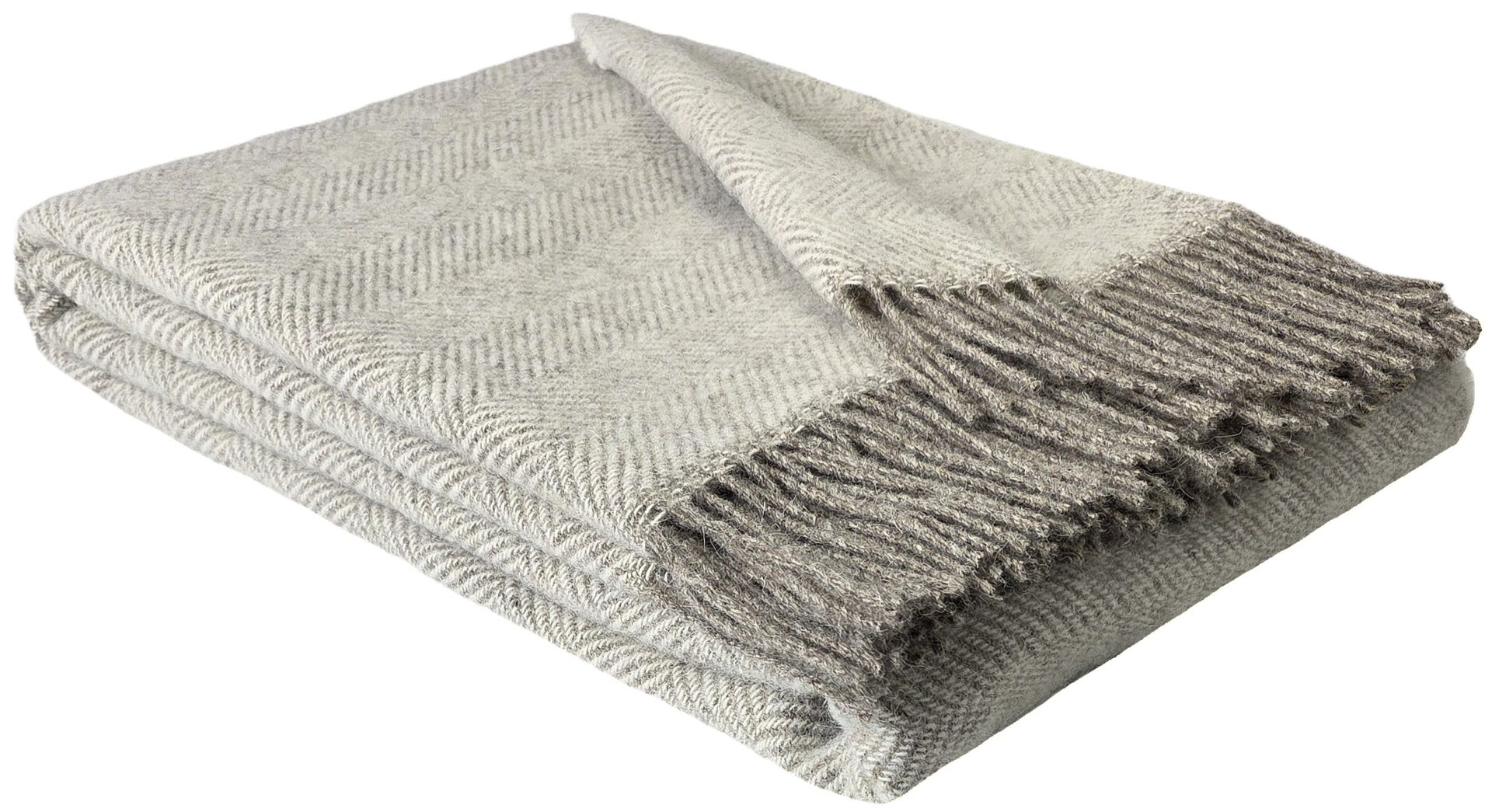 Wollplaid & Wolldecke "Nord C" taupe-weiß