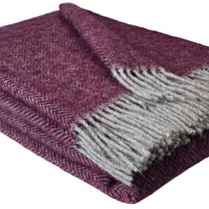 Wollplaid & Wolldecke "Nord A" taupe-dunkelrot