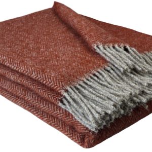 Wollplaid & Wolldecke "Nord A" taupe-ketchup