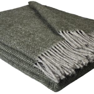 Wollplaid & Wolldecke "Nord A" taupe-olive
