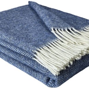 Wollplaid & Wolldecke "Nord A" weiß-blau