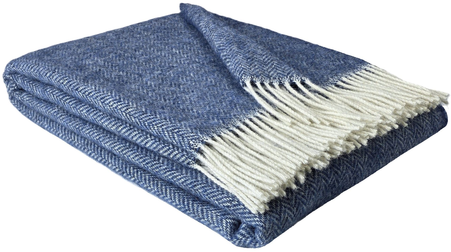 Wollplaid & Wolldecke "Nord A" weiß-blau