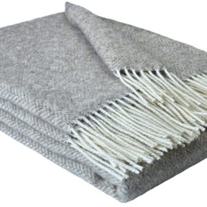 Wollplaid & Wolldecke "Nord A" weiß-taupe