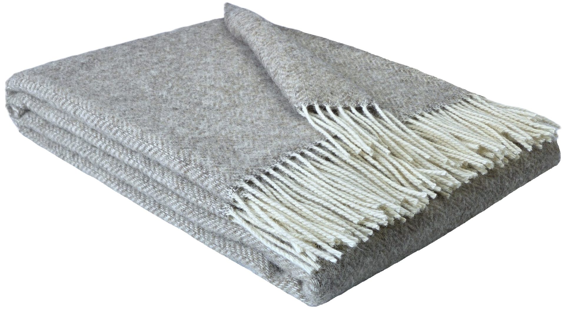 Wollplaid & Wolldecke "Nord A" weiß-taupe