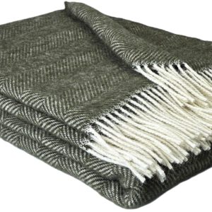Wollplaid & Wolldecke "Nord C" weiß-olive