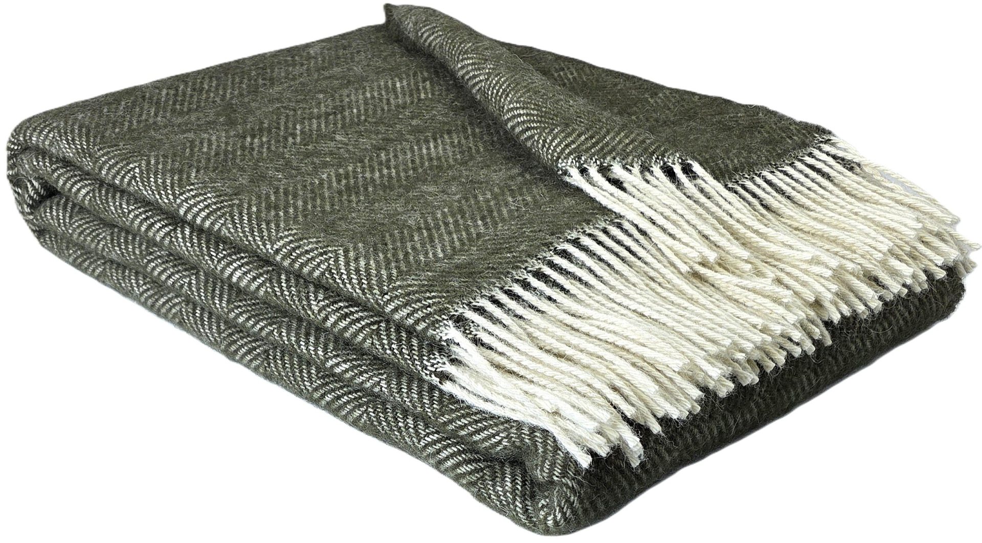 Wollplaid & Wolldecke "Nord C" weiß-olive