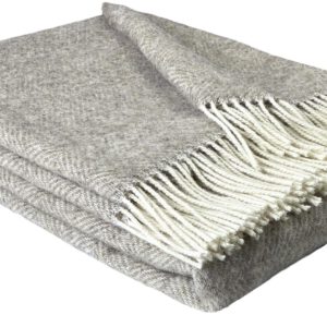Wollplaid & Wolldecke "Nord C" weiß-taupe