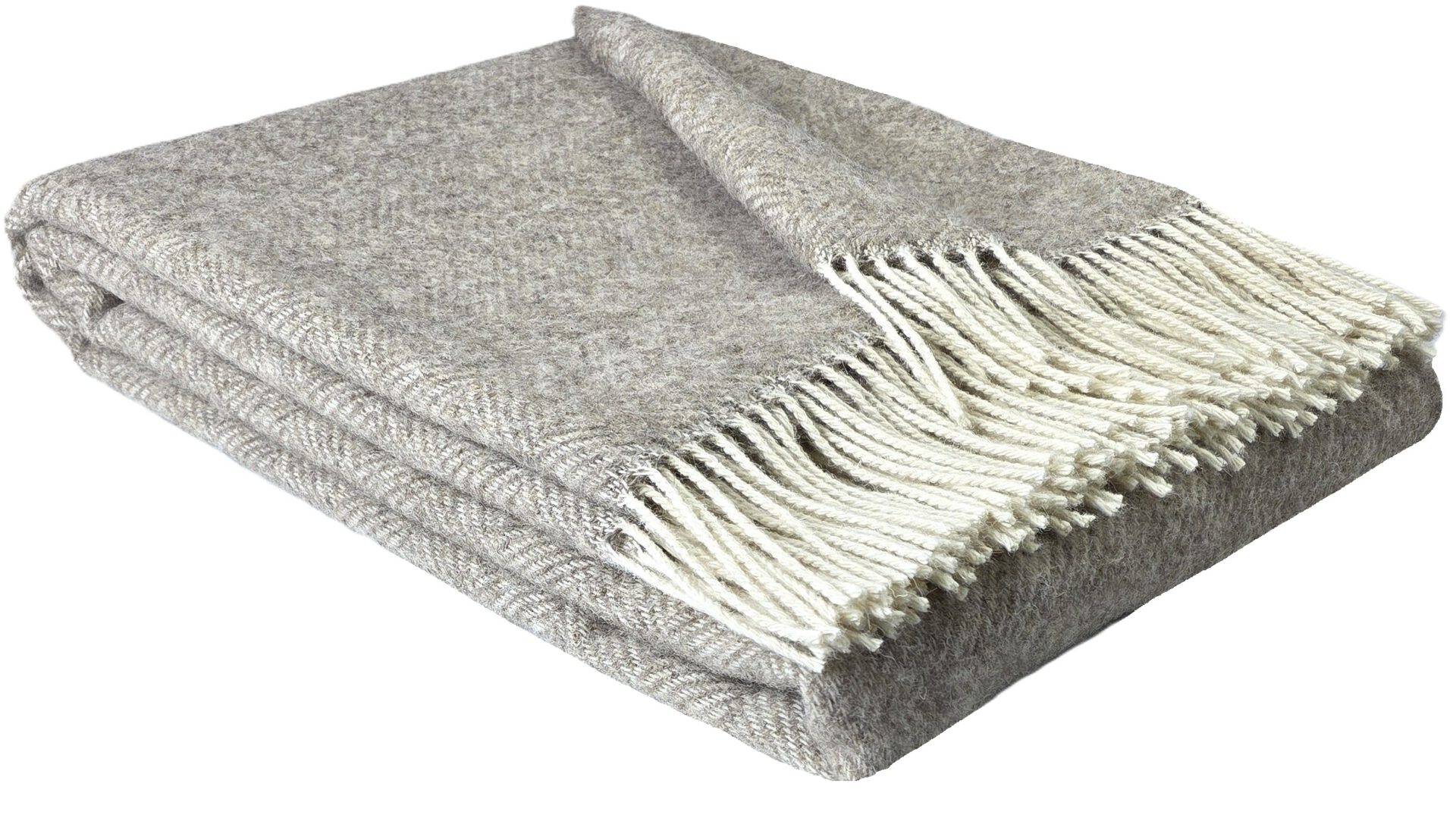 Wollplaid & Wolldecke "Nord C" weiß-taupe